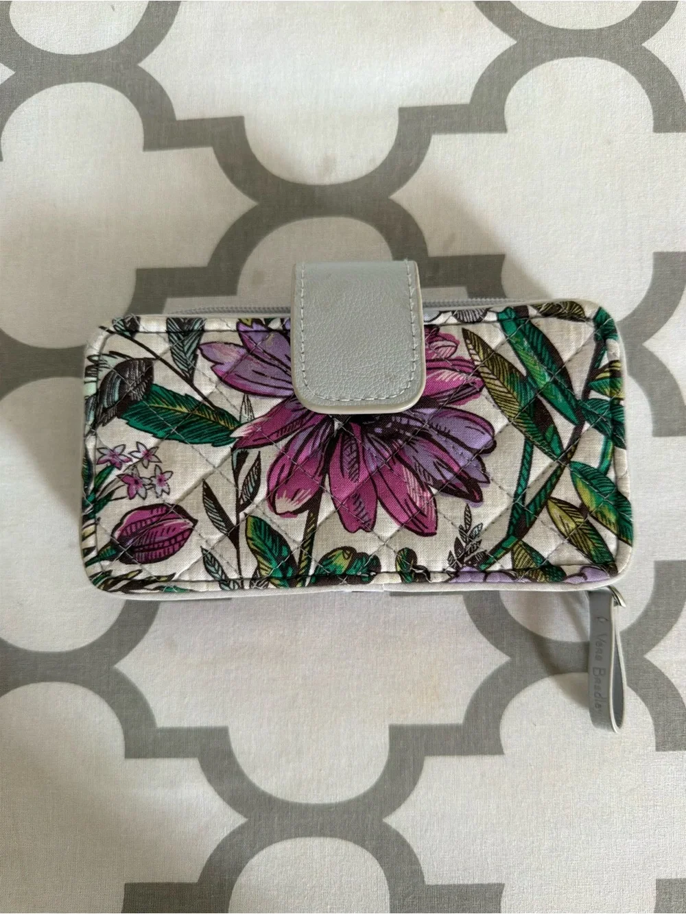 Vera Bradley Floral Quilted Wallet in Purple, Green, White